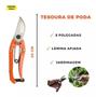 Imagem de Tesoura de Poda 8'' Polegadas Manual Com Trava E Mola Laminas para Podar Jardinagem Ferramenta de Marca Profissional