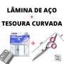 Imagem de Tesoura P/ Tosa Curvada + Lâmina De Aço Kit Profissional Pet