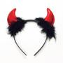 Imagem de Tiara Diabinha Com Plumas Vermelho/Preto Fantasia Halloween