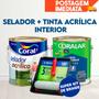 Imagem de Tinta Látex Economica Coralar Branco 3,6 litros + Selador Acrílico 3,6l + Kit de Pintura 3 Peças