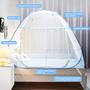 Imagem de Tinyuet Mosquito Net para cama, 47.2x78.7in Pop-up Mosquito Net Tenda para uso interno e externo, porta-mosquitos portátil de viagem de porta dupla com fundo de rede, tela de inseto-borda azul