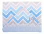 Imagem de Toalha Bebe Capuz Forro em Fralda Estampada Chevron Menino Azul 70cmx90cm 100% Algodão