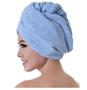 Imagem de Toalha Cabeça Seca Cabelo Turbante Touca Microfibra Pós Banho Com Botão