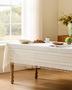 Imagem de Toalha de Mesa Bordada ZeeMart - Estilo Boho Ivory com Bainha Listrada