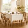 Imagem de Toalha de Mesa Bordada ZeeMart - Estilo Boho Ivory com Bainha Listrada