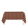 Imagem de Toalha de Mesa Retangular em Tecido Jacquard Marsala e Bege Listrado Tradicional