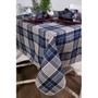 Imagem de Toalha de Mesa Retangular em Tecido Linho Estampado Xadrez Azul