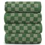 Imagem de Toalhas de Mão Jacquotha - Soft Green Checkered - Pacote com 4 (420 g/m²)