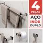 Imagem de Toalheiro Duplo Inox 304 + Kit Acessórios Banheiro Vinci