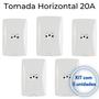 Imagem de Tomada 20A Horizontal Mec-tronic Branca com Placa 4x2 - Kit c/ 5 unidades