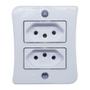 Imagem de Tomada Dupla 2p+t 10A Sobrepor Externo Branco Com Placa Espelho Linha Viena Bivolt 127v e 250v
