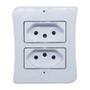 Imagem de Tomada Dupla 2p+t 10A Sobrepor Externo Branco Com Placa Espelho Linha Viena Bivolt 127v e 250v