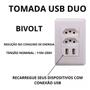 Imagem de Tomada Dupla Usb De Parede Universal Bivolt 2.1A Celular 4X2