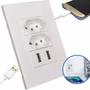 Imagem de Tomada Dupla USB Parede Branco Carregador 4x2 Bivolt