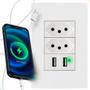 Imagem de Tomada Dupla USB Parede Branco Carregador 4x2 Bivolt