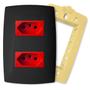 Imagem de Tomada Dupla Vermelha 10A 4x2 Com Placa Home Grafite Brilho Horizontal B.lux