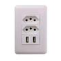 Imagem de Tomada Duplo Usb Parede Universal Bivolt Branco