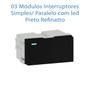 Imagem de Tomada Refinatto 4x2 Completa C/ Interruptor- Preto/preto