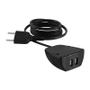 Imagem de Tomada Sonic 2 Usb Fixo - Cabo 1,7m - QT MOV Preto