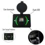 Imagem de Tomada Usb Automotiva 2 Saidas Led Verde 12V 24V Bivolt