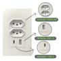 Imagem de Tomada USB Duo 2 Tomada 1 Entradas USB+1 Type-C