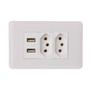 Imagem de Tomada Usb Entrada Dupla Branco Universal Parede