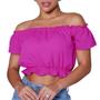 Imagem de Top cropped ciganinha ombro a ombro com bojo e forro tecido plano crepe bublee sem elastano tamanho unico veste 38 40 42
