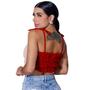 Imagem de Top cropped faixa bufante com bojo e alças de amarração ou sem alças duna pipoca forrado tamanho unico slim veste 38 40 42