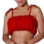 Imagem de Top cropped faixa bufante com bojo e alças de amarração ou sem alças duna pipoca forrado tamanho unico slim veste 38 40 42