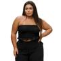 Imagem de Top cropped faixa decote reto ombros a mostra em elastex tubinho elastico superior duna liso moda slim e plus size elegante 40 42 44 46 48 50 52 54