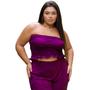 Imagem de Top cropped faixa decote reto ombros a mostra em elastex tubinho elastico superior duna liso moda slim e plus size elegante 40 42 44 46 48 50 52 54