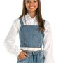 Imagem de Top Cropped Juvenil Jeans Para usar com Camisa com Aplicação e Mini Pedrarias Pinkx 241334