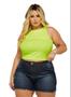 Imagem de Top Cropped Regata Cavada Feminino Plus Size Blusinha Gringa