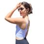 Imagem de Top Feminino Branco Alças Largas Bojo Removível Top Cropped Fitness Musculação