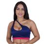 Imagem de Top Fitness Feminino Um Ombro Poliamida Fio Brilho Acetinado Bojo