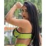 Imagem de Top Fitness Strappy de Jacquard 3D Amarelo Neon