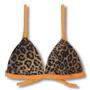Imagem de Top Jade Animal Print com Laranja Neon  Cortininha Triängulo Fixo  Estilo Sutiã com Amarração nas Costas  Alças com Regulagem  Bojo Removível  De