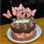 Imagem de Topo de Bolo de Borboletas Rosa e Dourada Festa de Aniversário Mesversário