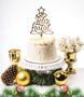 Imagem de Topo Topper de Bolo Feliz Natal Acrílico Dourado 20 cm Vivarte - Inspire sua Festa Loja