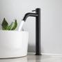Imagem de Torneira alta clean em aço inox para cubas e pias de banheiros e lavatorios - acabamento cromado escovado e preto fosco
