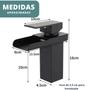Imagem de Torneira Bancada Monocomando Metal Estilo Cascata Quadrada Preta Água Quente e Fria para Banheiro Lavabo Lavatorio Cuba Pia
