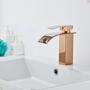 Imagem de Torneira banheiro cascata misturador monocomando lavabo bica baixa rose gold