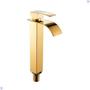 Imagem de Torneira banheiro lavabo cascata misturador  monocomando bica alta dourado gold