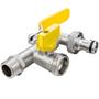 Imagem de Torneira Com Duas Saídas Metal Para Jardim Quintal Tanque Com Bico 1/2" e 3/4"  Hayom  02 UN