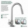 Imagem de Torneira Cozinha Gourmet Monocomando Ducha Extensível Luxo Misturador Inox 304 Escovado Bancada Flexia Com Garantia