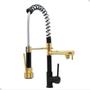 Imagem de Torneira cozinha gourmet vip misturador monocomando spray preto com dourado