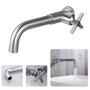 Imagem de Torneira Cromada Cozinha Banheiro Lavabo Parede Manopla Cruzeta Aço Inox Arredondada c/ Giro Luxo