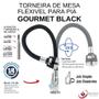 Imagem de Torneira De Mesa Para Cuba Pia Bica Alta Flexível Em Metal Preta Black Gourmet Chuveirinho 1/4 De Volta Volante Alta Qualidade Resistente Iguatemi