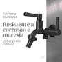 Imagem de Torneira De Tanque Preto Fosco Com Duas Saídas 1/4 De Volta