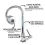 Imagem de Torneira Gourmet Cozinha Bancada Pia Mesa Cano Inox Flexível 1/4 de volta C-66 Cód. 1099-1